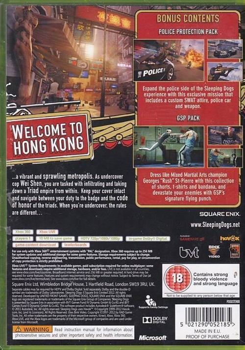 Sleeping Dogs - Limited Edition - XBOX 360 (B Grade) (Genbrug)